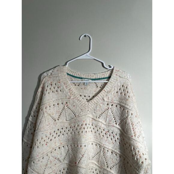 Sundance Minnie V Neck Confetti Open Knit Sweater in Ivory - Picture 3 of 11